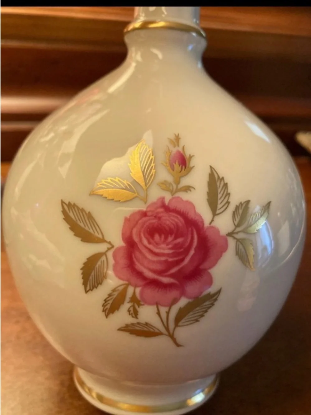 Lenox Rhodora vintage cream color fluted vase pink rose 24 karat gold detail 🌹